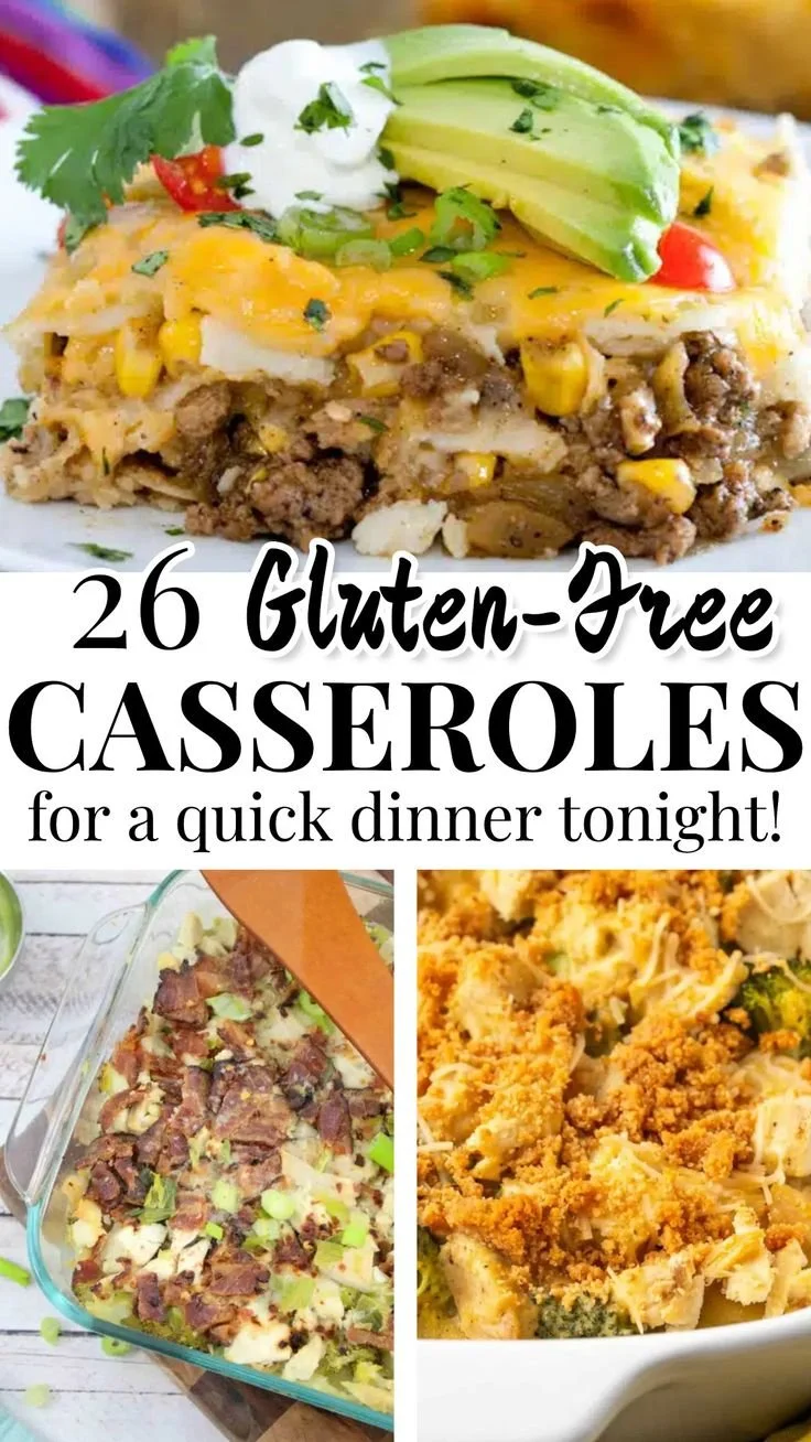 A variety of gluten-free casseroles beautifully arranged for a quick dinner meal.