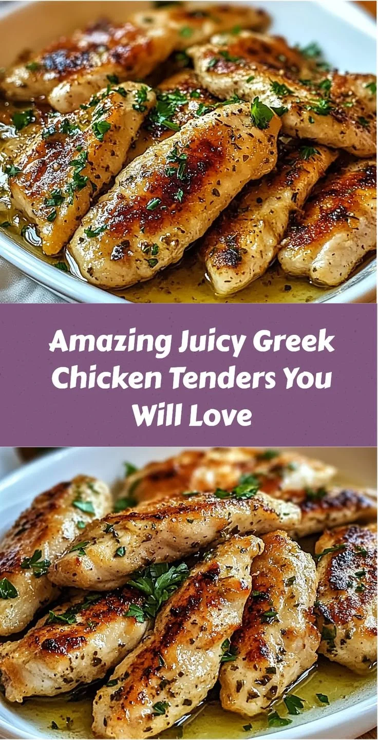 Plate of amazing juicy Greek chicken tenders with herbs and spices
