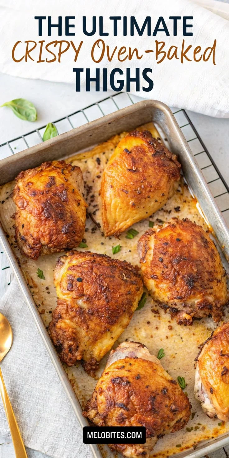 Crispy oven-baked chicken thighs seasoned and ready to serve.