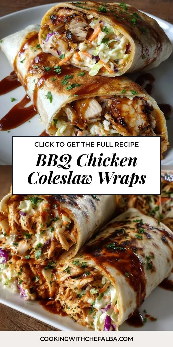 BBQ chicken coleslaw wraps with fresh ingredients and vibrant colors