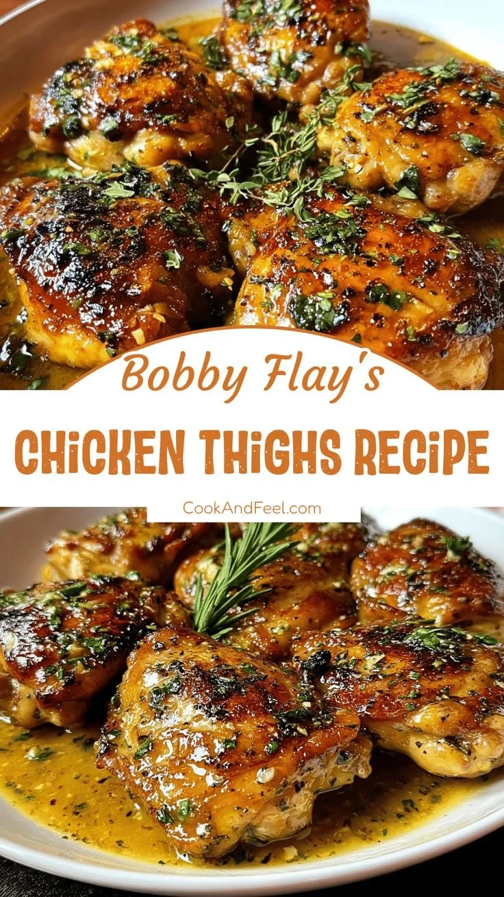 Bobby Flay's juicy chicken thighs served with herbs and spices