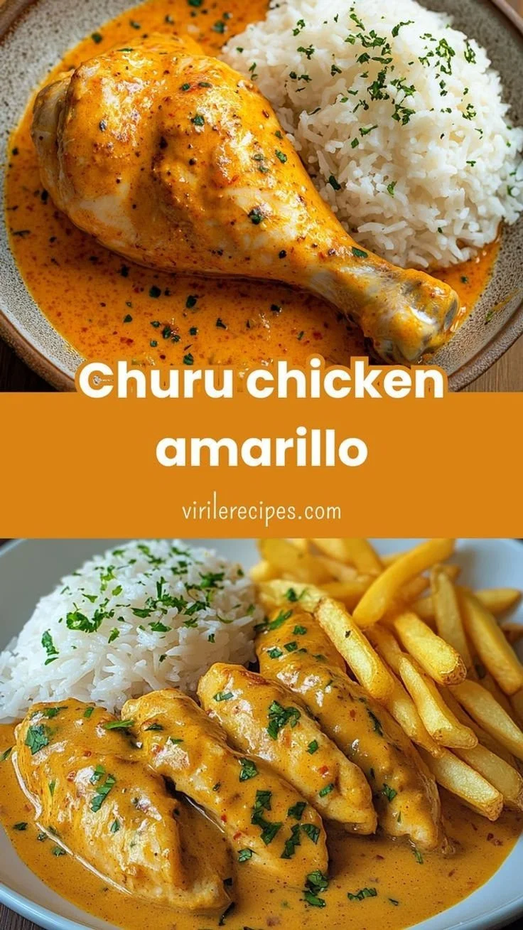 Plate of creamy and spicy Churu Chicken Amarillo served with rice