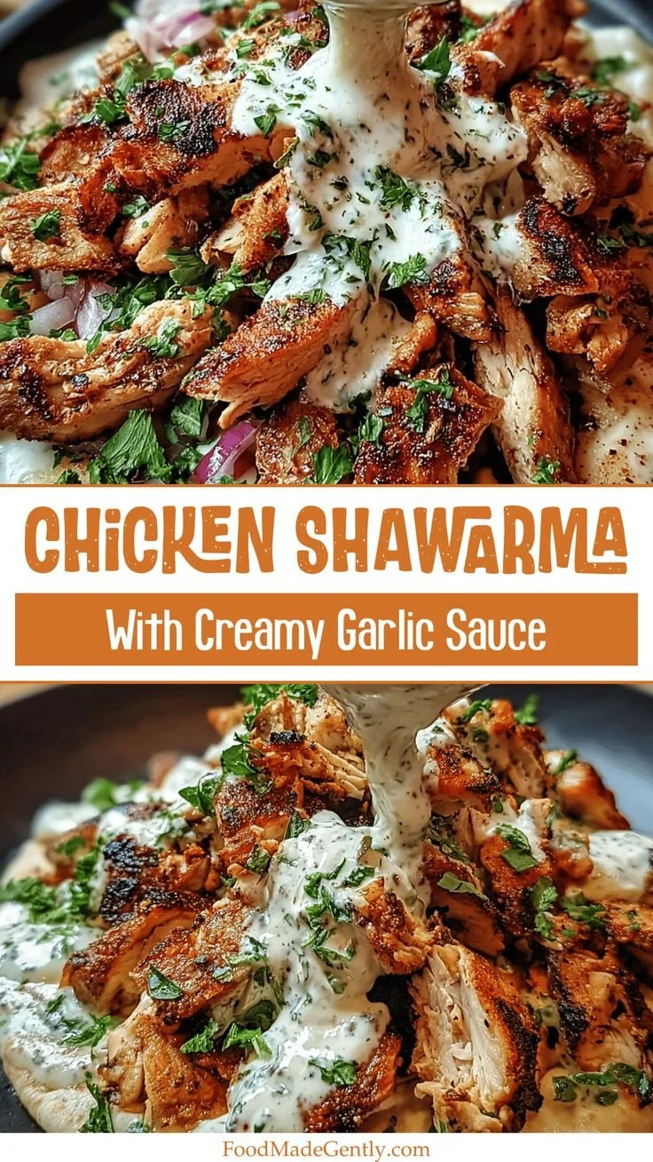 Creamy garlic chicken shawarma served in a pita with fresh vegetables and sauce.