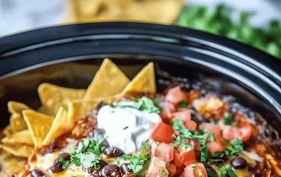 Delicious Crockpot Chicken Enchilada Casserole ready to serve
