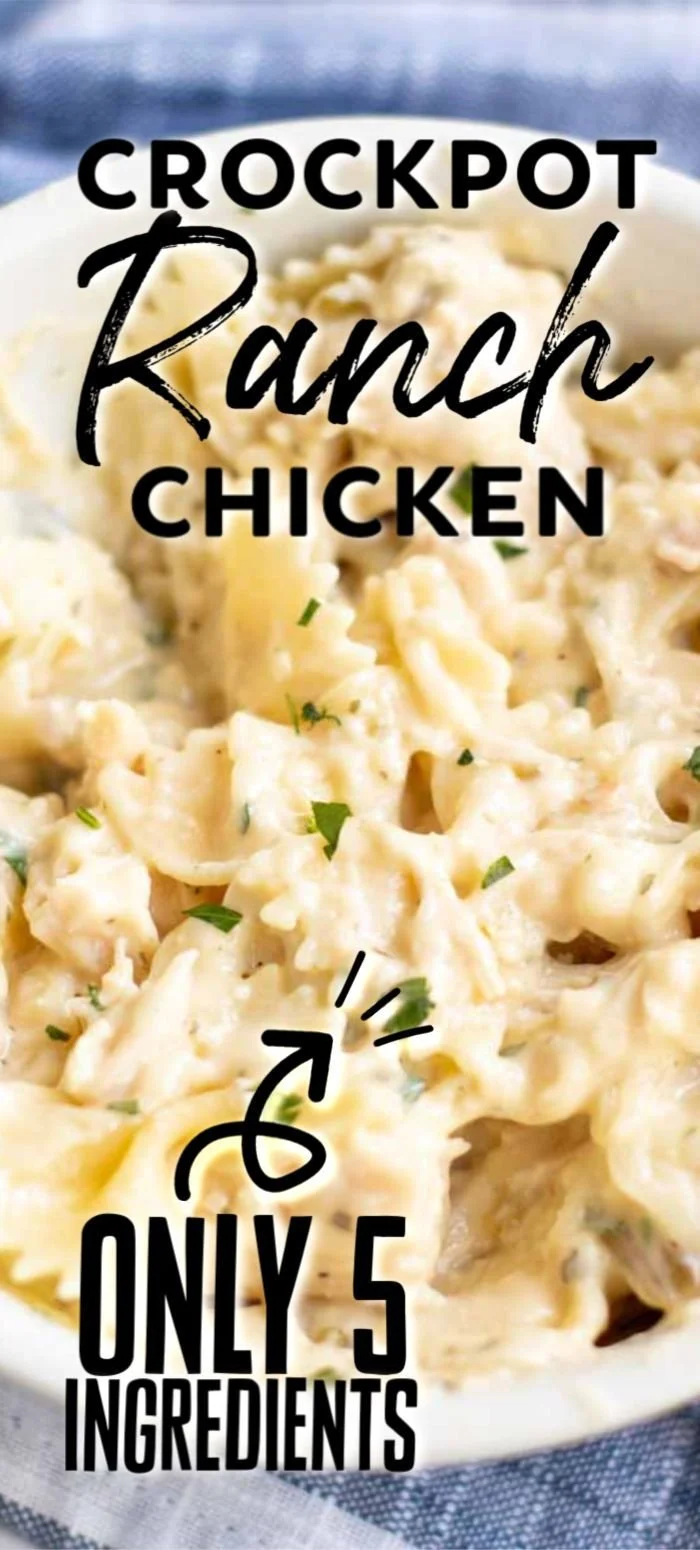 Crockpot Ranch Chicken served on a plate with herbs and spices.