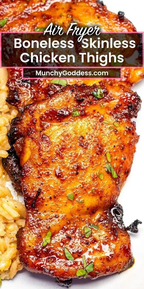 Delicious air fryer boneless skinless chicken thighs recipe with video tutorial