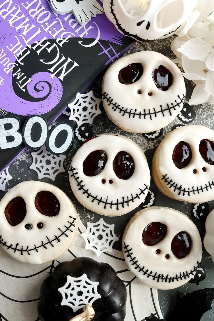 Delicious Jack Skellington cookies decorated for Halloween