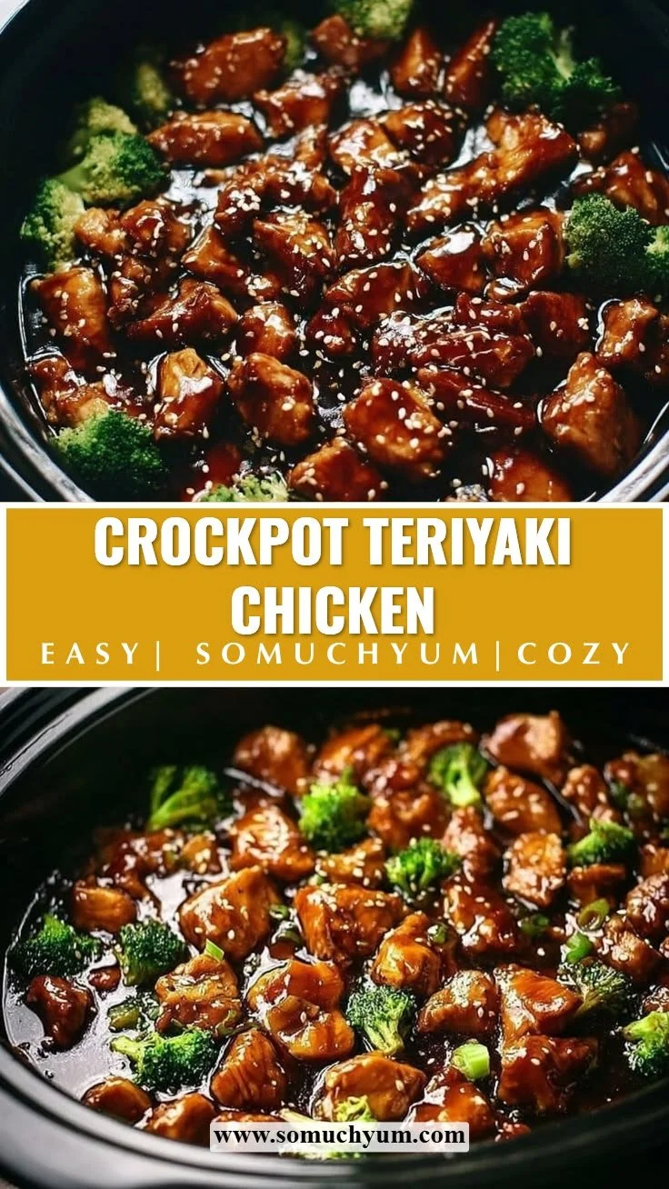 Delicious slow cooker teriyaki chicken served with rice and vegetables