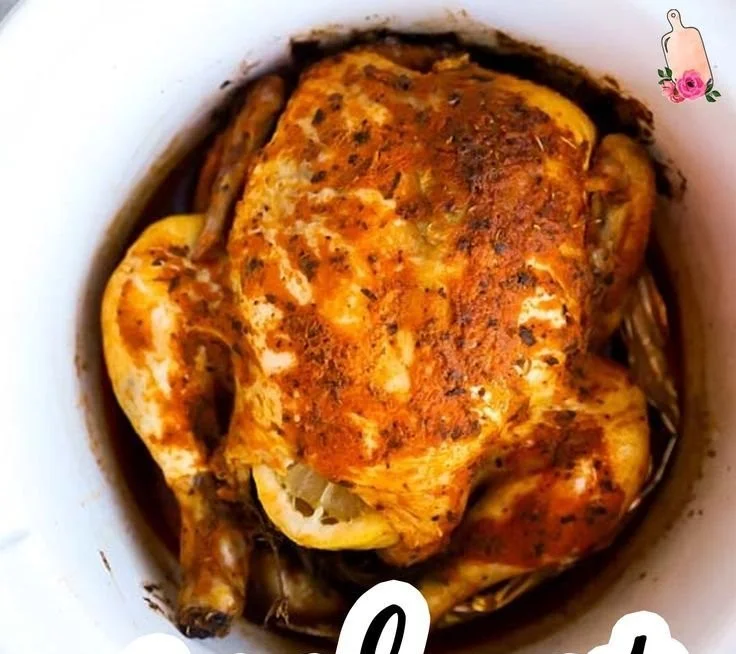 Crockpot whole chicken seasoned with rotisserie spices