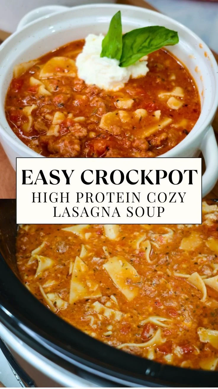 Healthy Crockpot Lasagna Soup - High-protein gluten-free comfort food