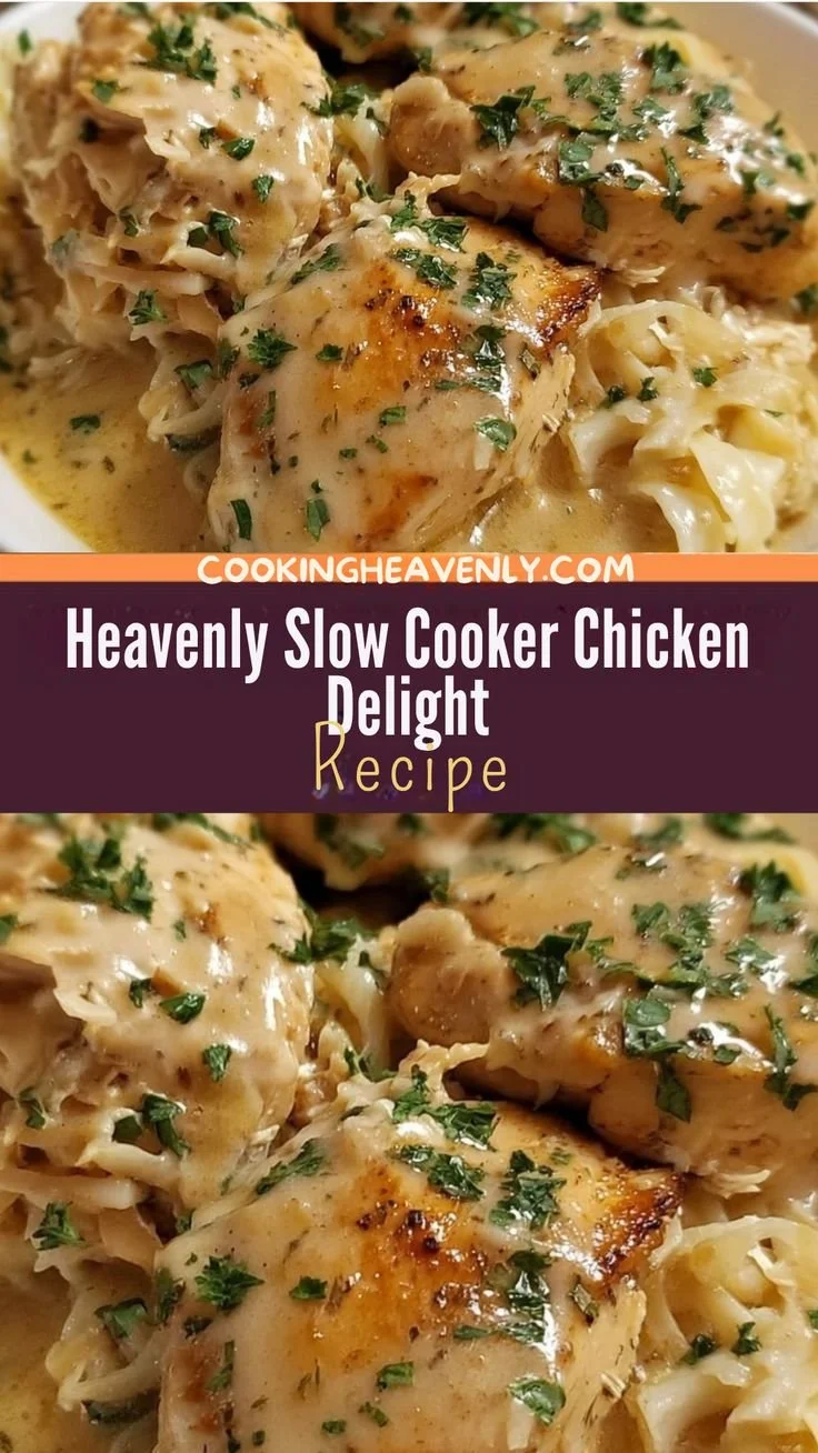 Heavenly slow cooker chicken dish served with herbs and spices