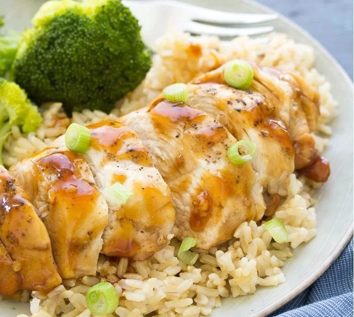 Honey Garlic Instant Pot Chicken Breasts dish served on a plate