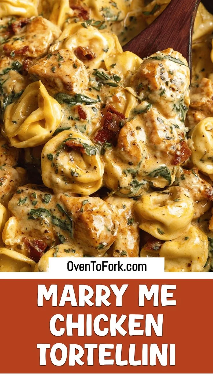 Creamy Marry Me Chicken Tortellini served in a bowl with herbs