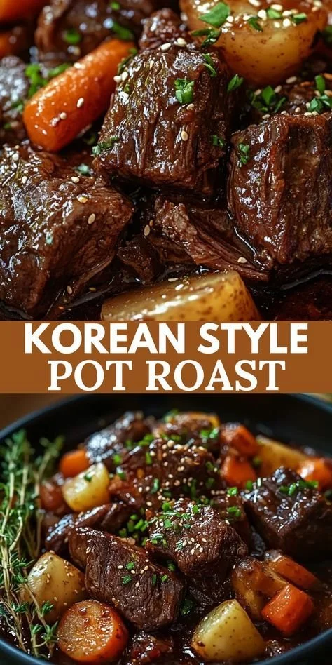 Delicious Korean style pot roast with tender beef and rich flavors.
