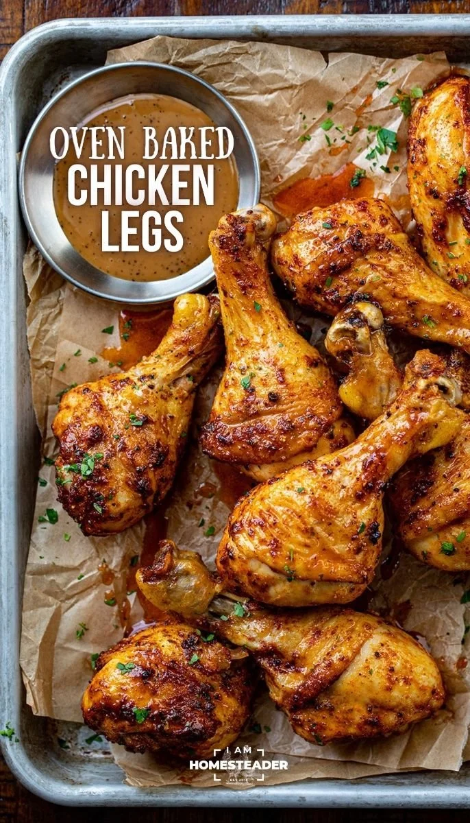 Delicious oven-baked chicken legs seasoned and cooked to perfection