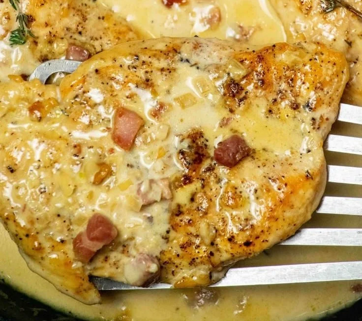 Tuscan Pancetta Chicken Breast served in a creamy garlic sauce